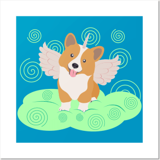 Cornicorg puppy on a cloud Posters and Art